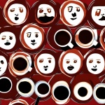 Coffee Cup Faces Poster