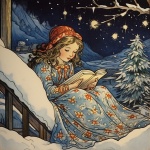 Vintage Winter Girl Reading