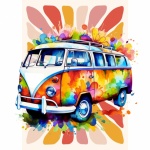 Retro Hippie Volkswagen Van