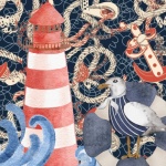 Lighthouse And Seagull Illustration