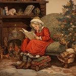 Girl Reading Christmastime Stories