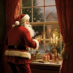Santa Claus Peeking Through Window