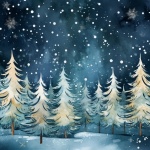 Winter Blue Pine Tree Forest