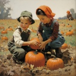 Vintage Children Pumpkin Patch