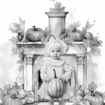 Fall Child Holding Pumpkin Vintage