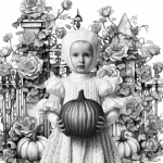 Fall Child Holding Pumpkin Vintage