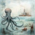 Nautical Vintage Octopus Art