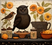 Autumn Fall Owl On Kitchen Table