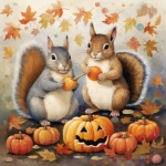 Autumn Fall Pumpkin Squirrel