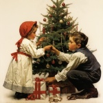 Children By The Christmas Tree Art