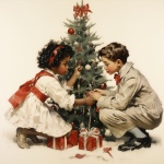 Children By The Christmas Tree Art