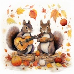 Autumn Fall Music Squirrels