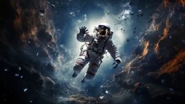 Male Astronaut Defying Gravity