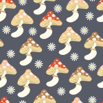 Mushrooms Pattern Retro Background