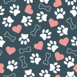 Pawprints Hearts Pattern Background