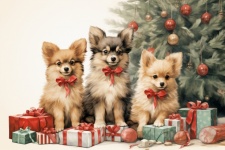 Pomeranians At Christmas
