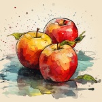 Ripe Apples Watercolor Illustration