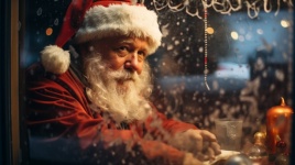 Santa At Window At Night
