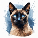 Siamese Cat Watercolor Illustration