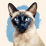 Siamese Cat Watercolor Illustration