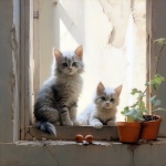 Sunlit Shadows Baby White Cats