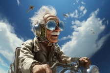Surreal Senior On Bike