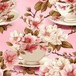 Teacups And Flowers Seamless