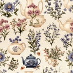 Teapots And Flowers Pattern