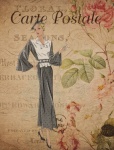 Vintage Floral Fashion Postcard
