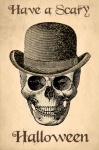 Vintage Halloween Skull Postcard