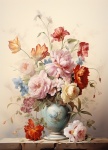 Vintage Painting Flowers Vase