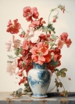 Vintage Painting Flowers Vase