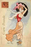 Vintage Postcard Art Nouveau Woman