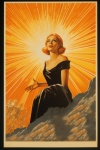 Woman Adoring The Sun Travel Poster