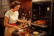 Woman Cooking Thanksgiving Dinner