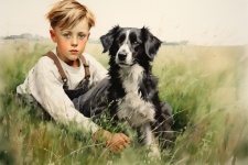 Young Boy And His Dog