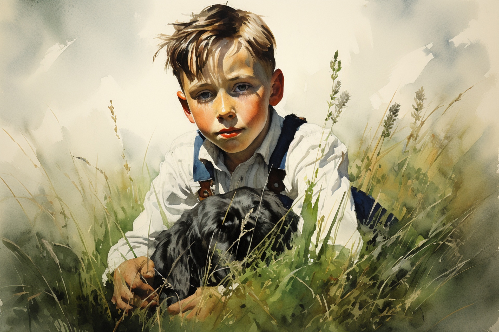 Young boy with his dog