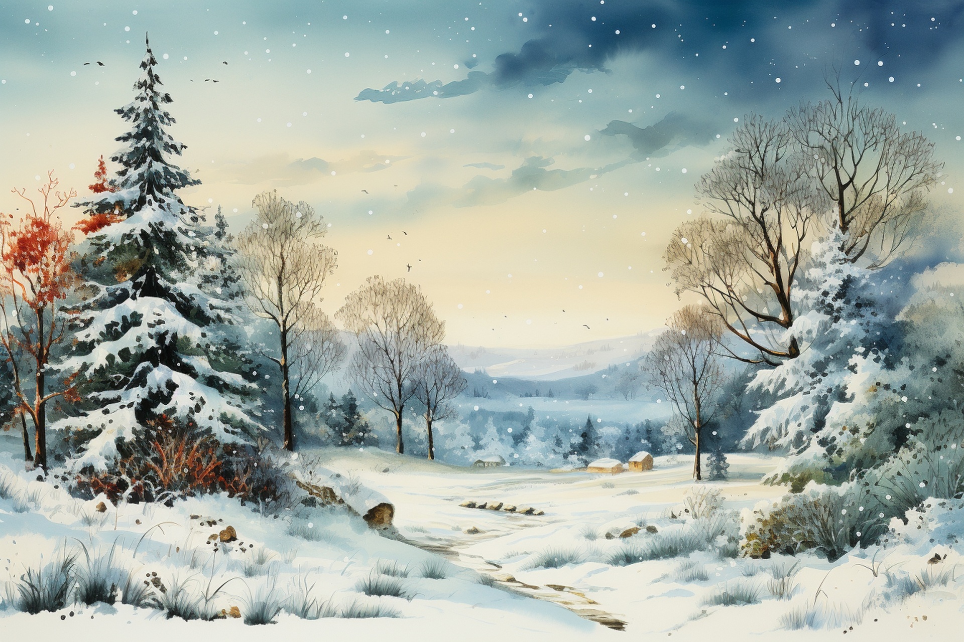 Country Snow Scene Free Stock Photo - Public Domain Pictures