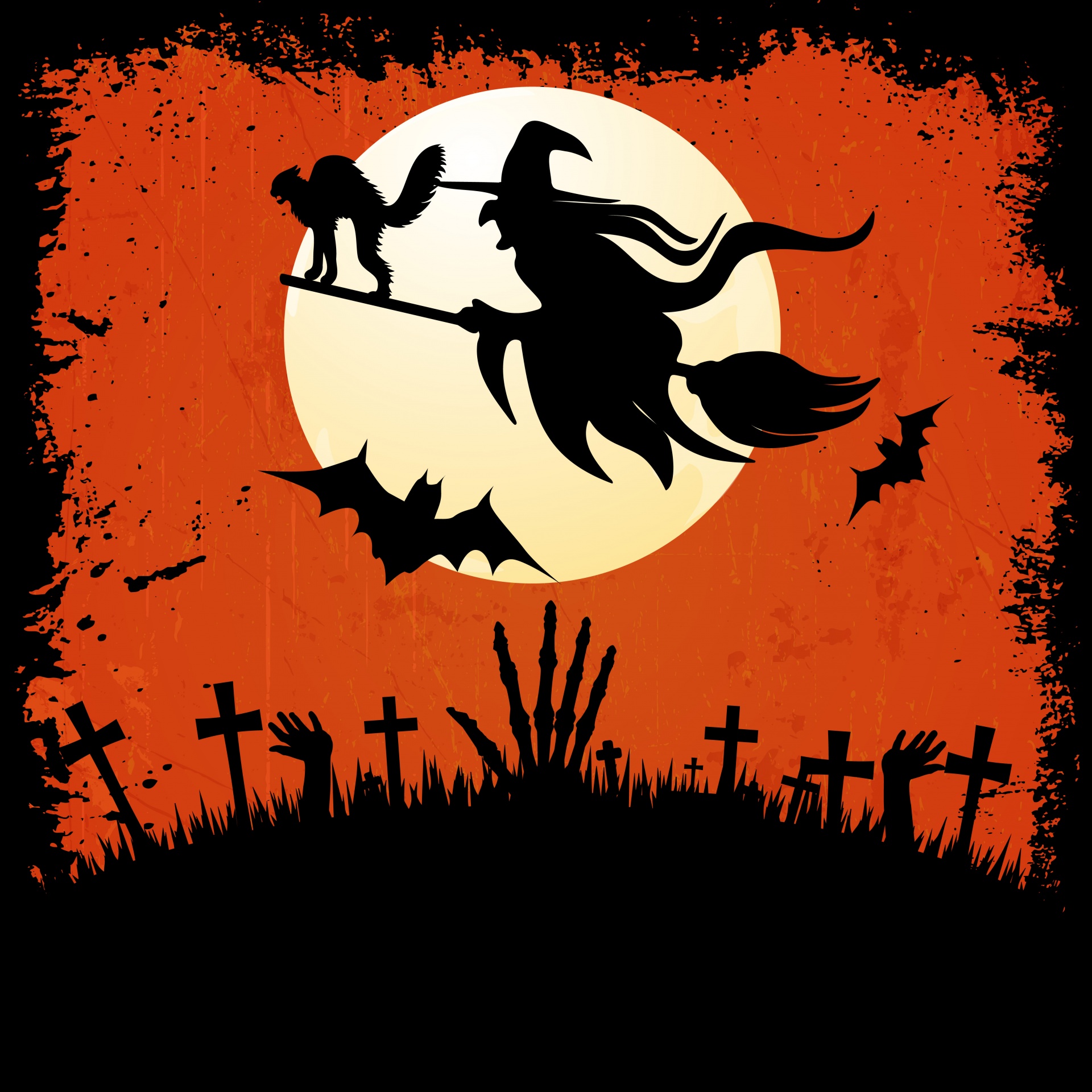 Halloween Witch Broom Background
