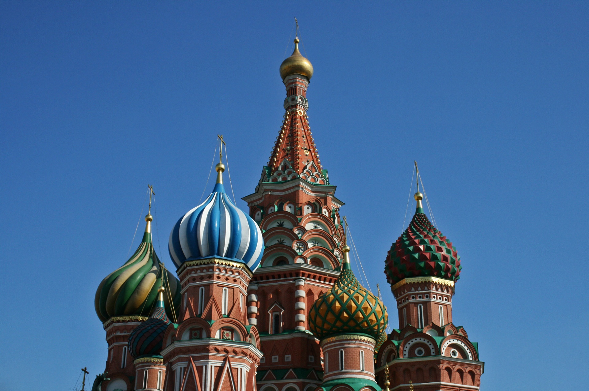 colorful spires of saint basil's cathedral in moscow