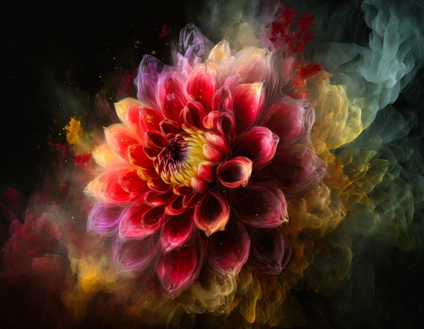 Fleur, Dahlia, couleurs arc-en-ciel Photo stock libre - Public Domain  Pictures