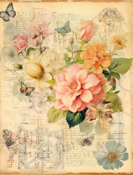 Vintage Floral Paper Art Free Stock Photo - Public Domain Pictures