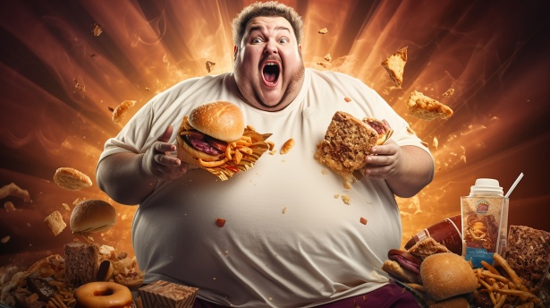 Obese Man And Junk Food Free Stock Photo - Public Domain Pictures