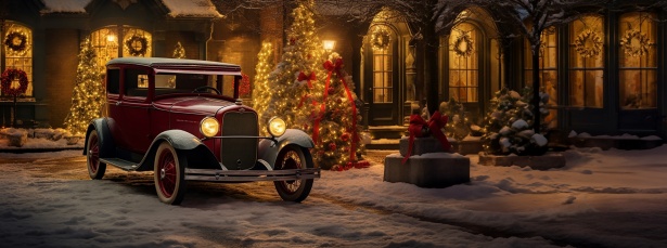 Vintage Christmas Car Free Stock Photo - Public Domain Pictures