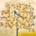 Autumn Tree Bird Calendar Art