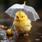 Baby Chick In Rain Calendar Art