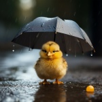 Baby Chick In Rain Calendar Art