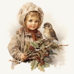 Bird And Child Christmas Art