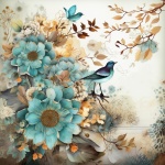 Bird And Flowers Calendar Art