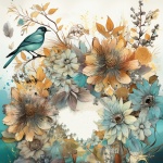 Bird And Flowers Calendar Art